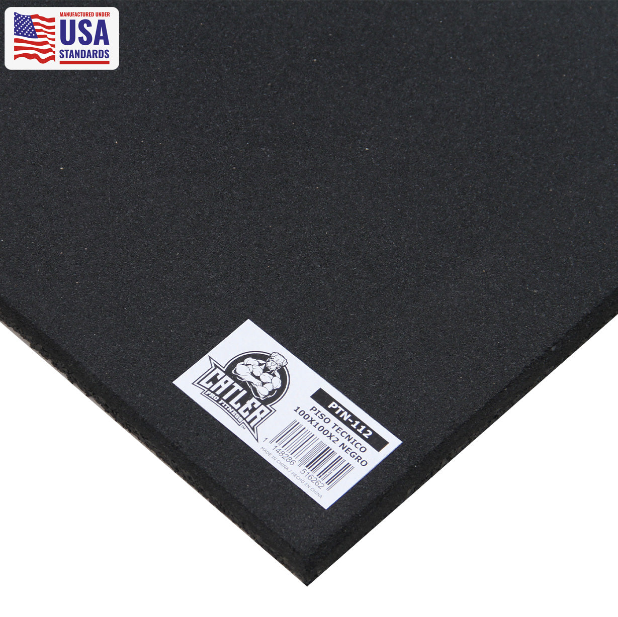 BALDOSA PISO DE CAUCHO TECNICO PARA GIMNASIO - CROSSFIT - HOGAR 100X100X2 NEGRO