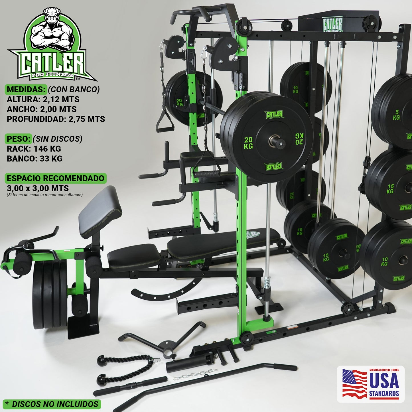 GIMNASIO MULTIFUNCION FUNCTIONAL TRAINING MACHINE SMITH MULTIGYM